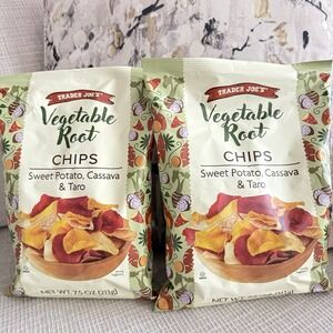 Trader Joe's Vegetable Root Chips 7.5 oz Bag Sweet‎ Potato Cassava & Taro 2 Pack